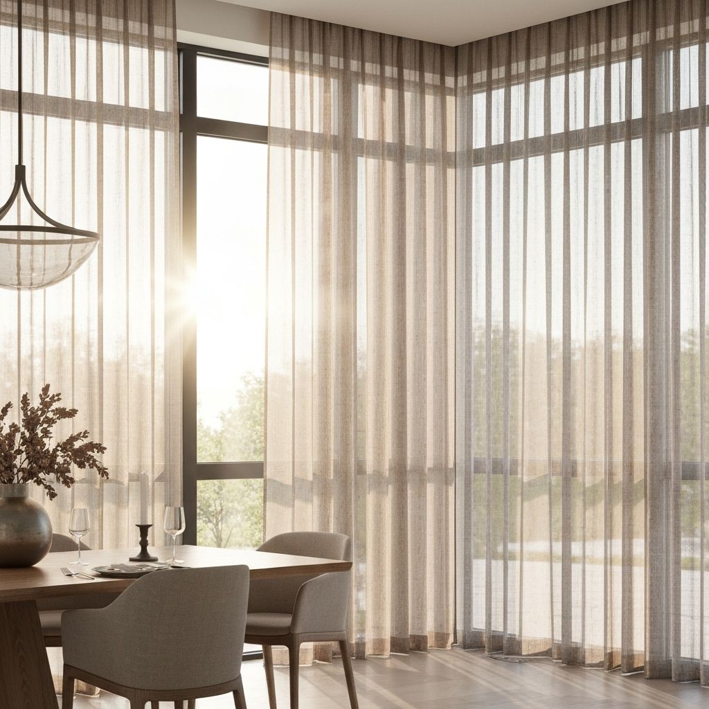 Cortina de linho para sala de jantar